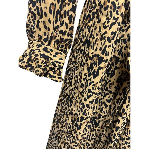 J. Crew Leopard Print Pleated Midi Blouse Dress - Picture 6 of 10